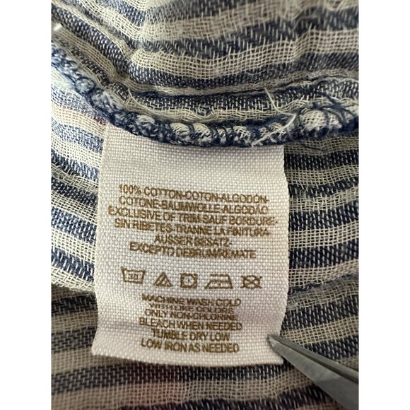 Free People Plaid Button Front Shirt Medium Blue Red Long Sleeve Western Top - Picture 6 of 9